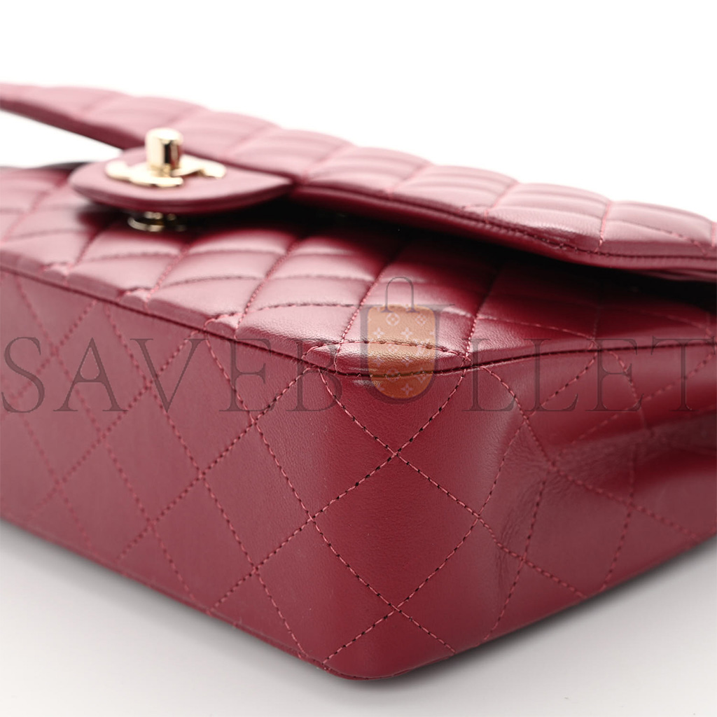 CHANEL CALFSKIN QUILTED MEDIUM DOUBLE FLAP DARK RED ROSE GOLD HARDWARE (25*15*6cm)